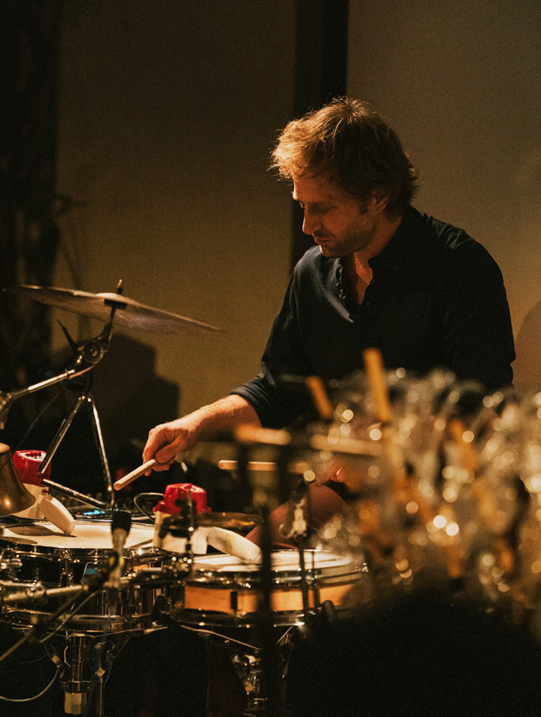 Shakeeb Abu Hamdan playing the drums