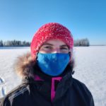 Mareike Dobewall on a wintery lake